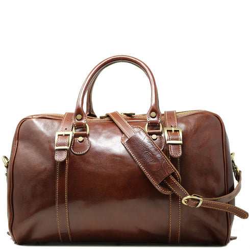 Floto Italian leather carryon duffle bag - Trastevere in Vecchio Brown 1